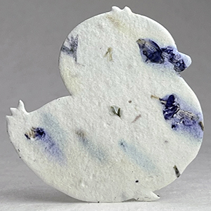 45s purple recycled seed paper chick shape
