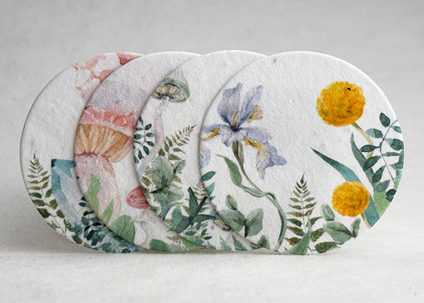 Forest floor mixed set set seed paper printed circle