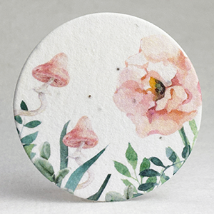 pink shroom poppy seed paper printed circle