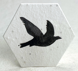 watercolor black bird printed hexagon
