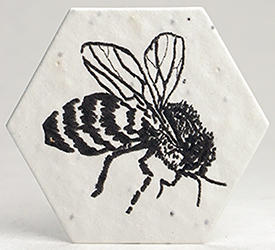 black print bee printed hexagon
