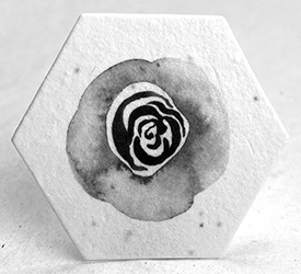 watercolor black rose printed hexagon 