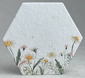 floral art daisy garden printed hexagon