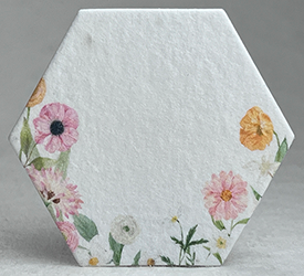 floral art ranunculus frame printed hexagon