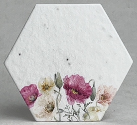 poppy art pink and white printed hexagon