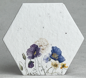 poppy art purple and white printed hexagon
