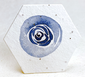 watercolor blue rose printed hexagon