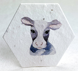watercolor farm animals cow printed hexagon