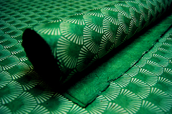 dark green fan lotka handmade paper