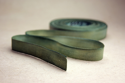 Green cotton hand dyed ribbon